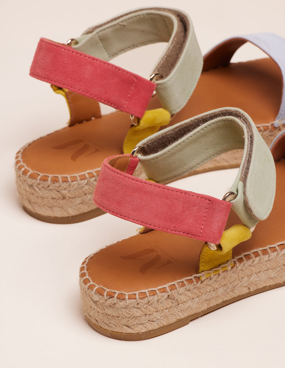 Espadrilles Flore - Coral suède ciel jaune