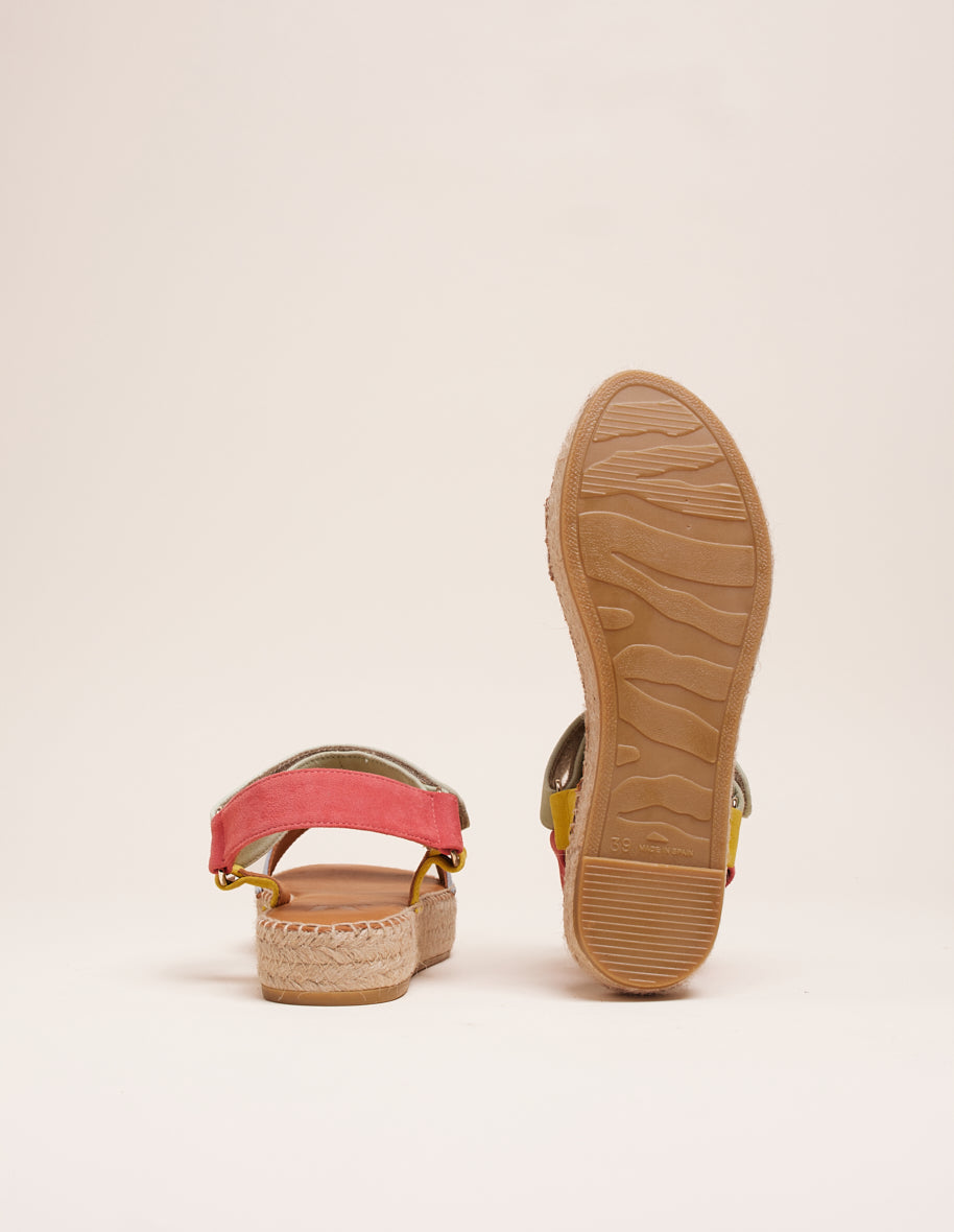 Espadrilles Flore - Coral suède ciel jaune