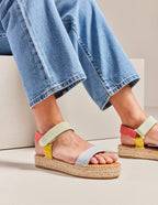 Espadrilles Flore - Coral suède ciel jaune
