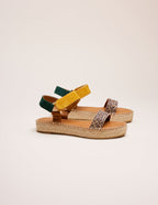 Floral Espadrilles - Brown sapin suede