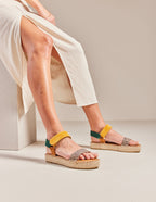 Floral Espadrilles - Brown sapin suede