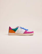 Baskets basses Marie - Suede et cuir fuchsia blanc bleu
