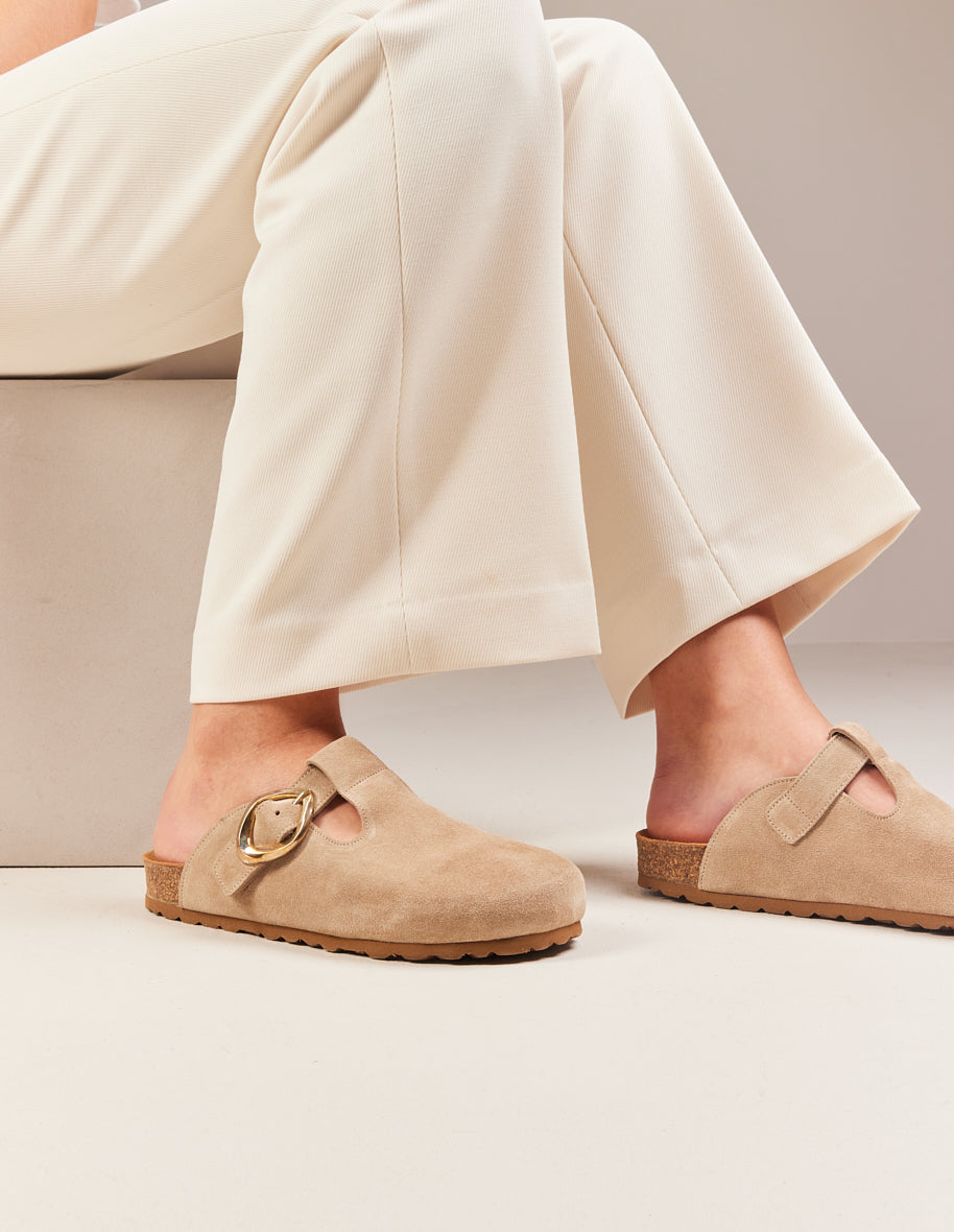 Matilda Mules - Suede taupe