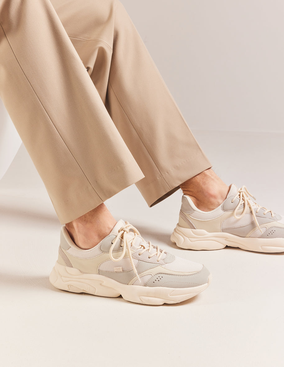 Baskets basses Nathanael - Vegan suède and mesh beige