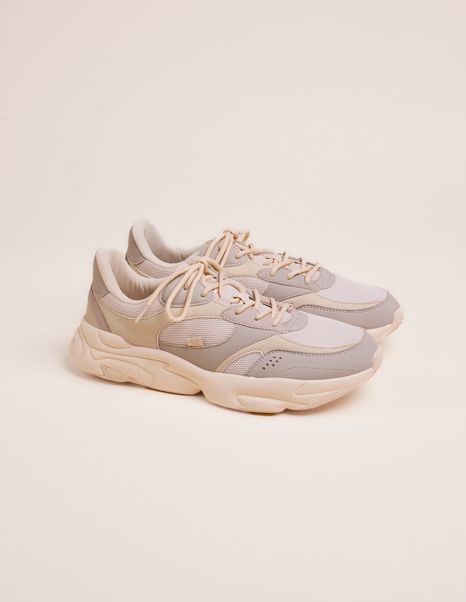 Baskets basses Nathanael - Vegan suède and mesh beige