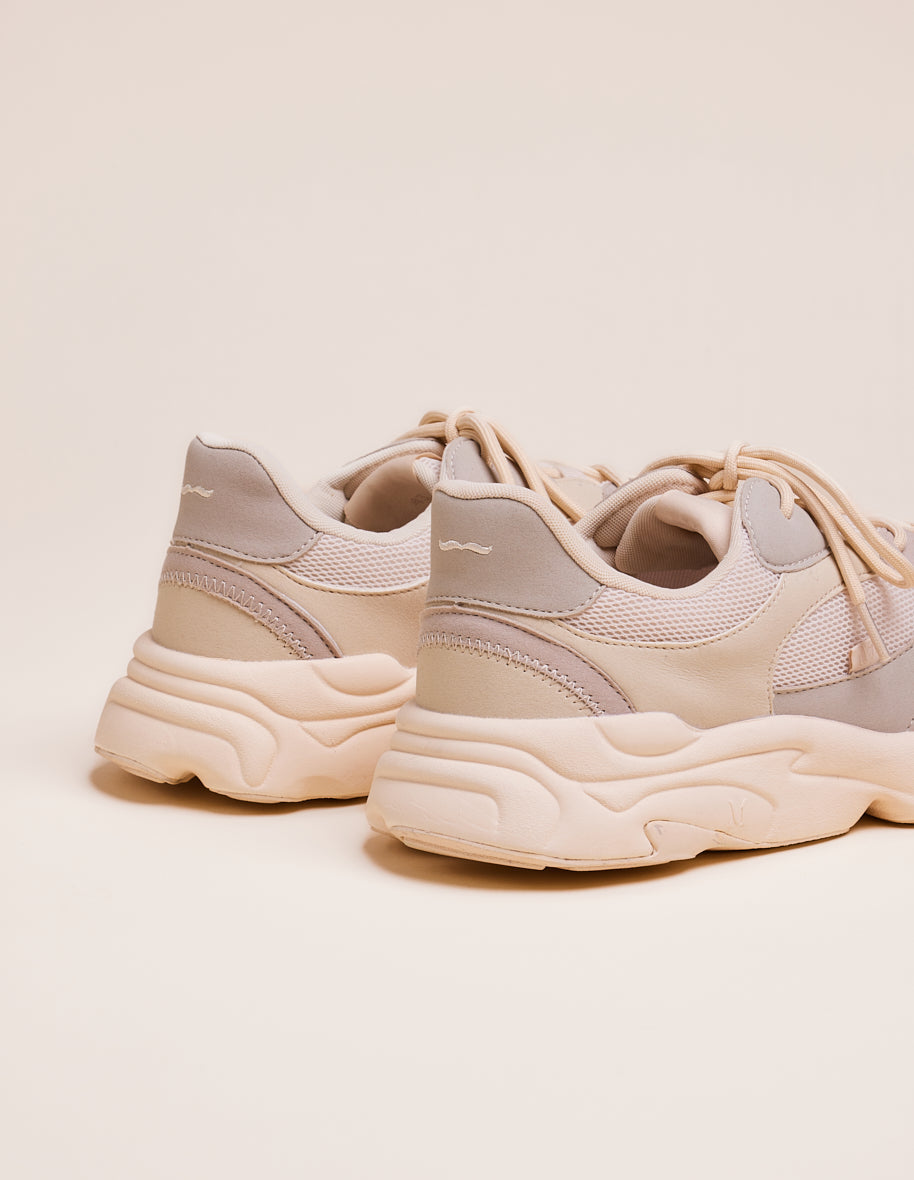 Baskets basses Nathanael - Vegan suède and mesh beige