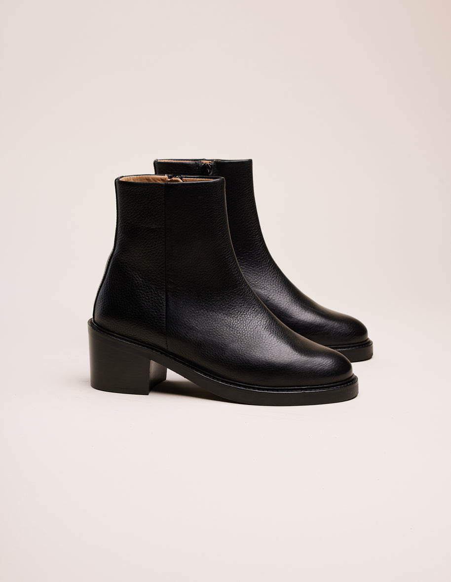 Véronique ankle boots - Cuir grainé noir