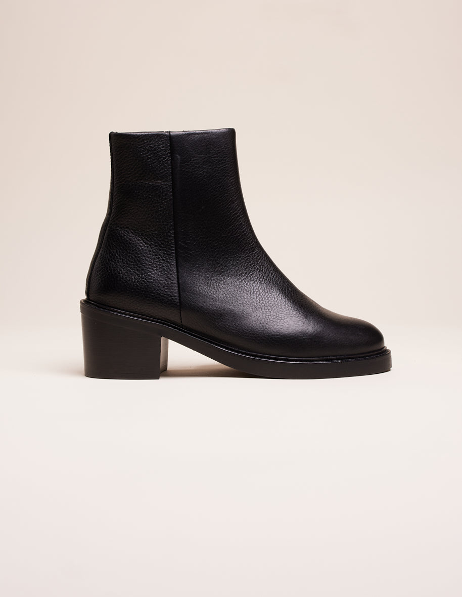 Véronique ankle boots - Cuir grainé noir