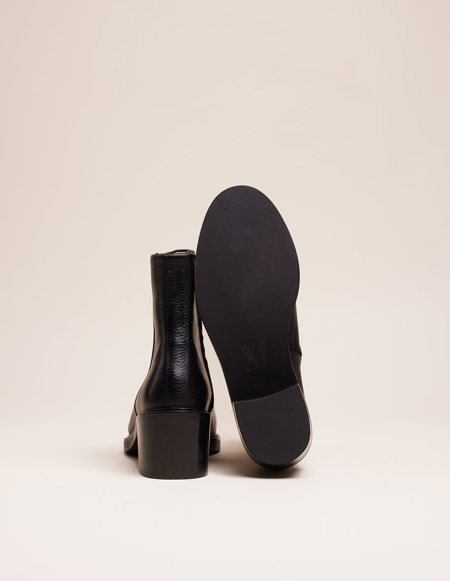 Véronique ankle boots - Cuir grainé noir