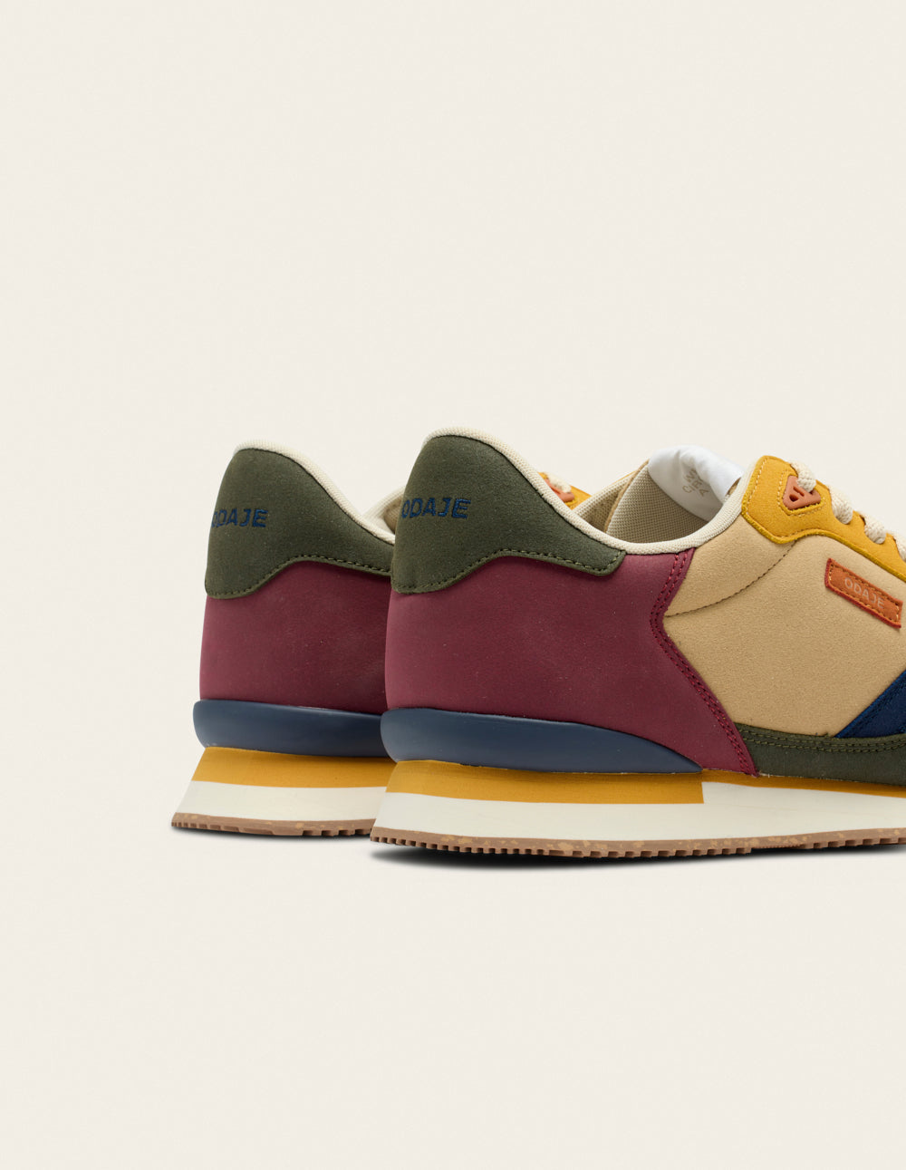 Baskets basses André - Kaki bordeaux moutarde