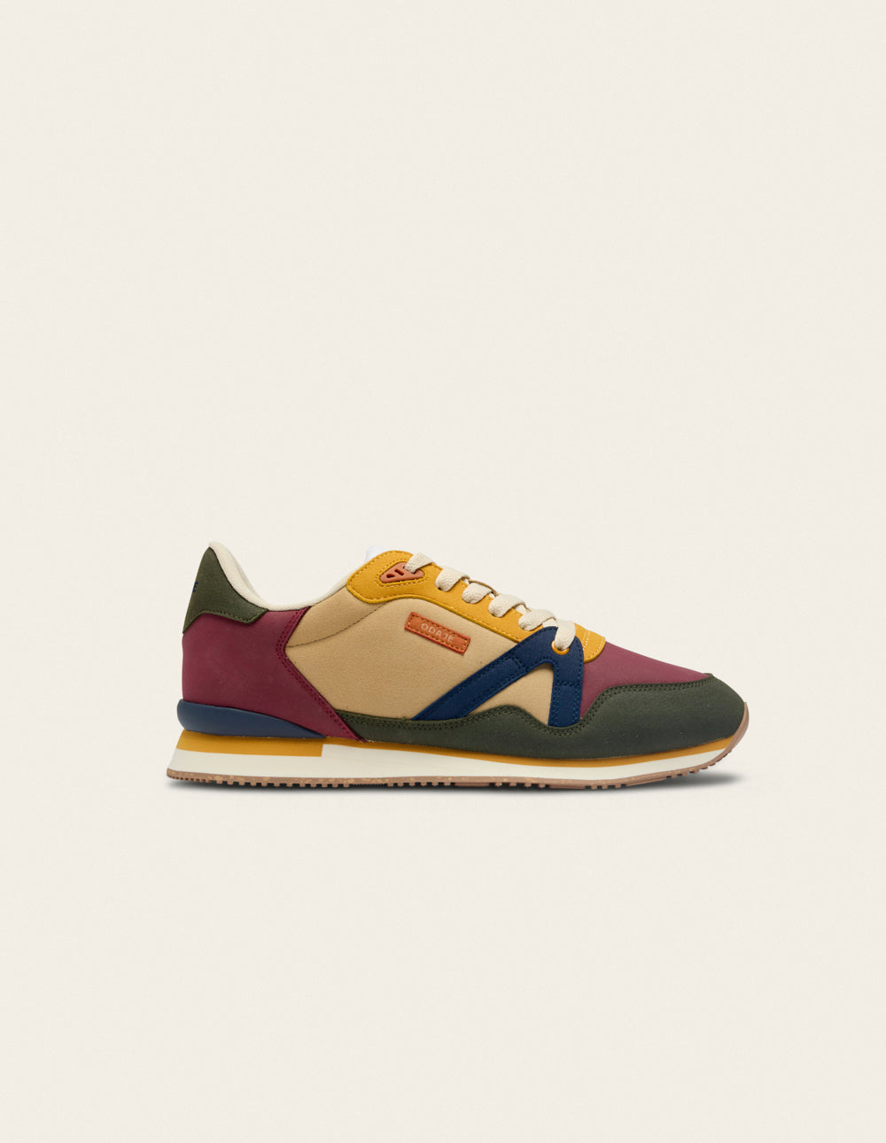 Baskets basses André - Kaki bordeaux moutarde