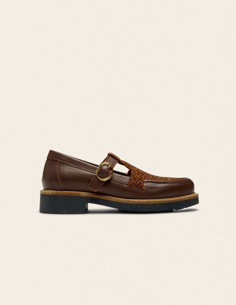Derbies Carmen - Brown and Leopard Cuir