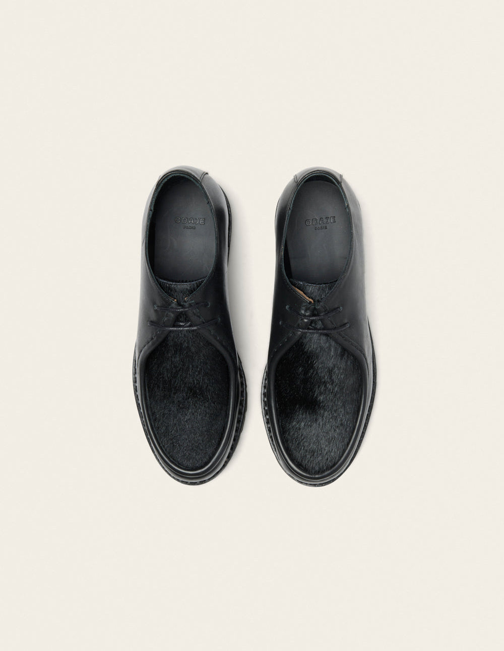 Derbies Deborah - Cuir noir et pony noir