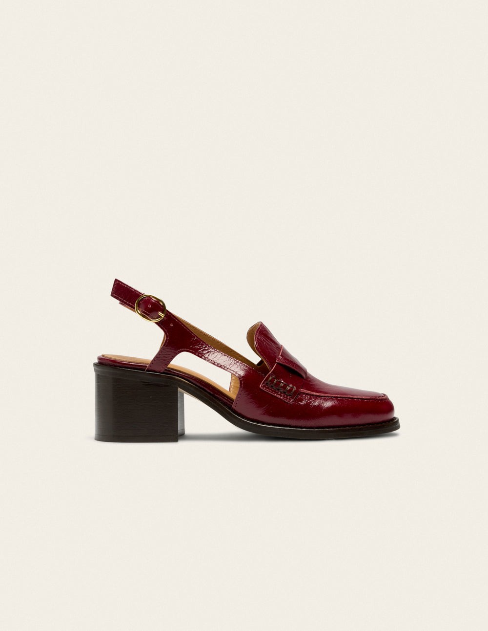 Escarpins Elyra - Cuir plissé verni bordeaux