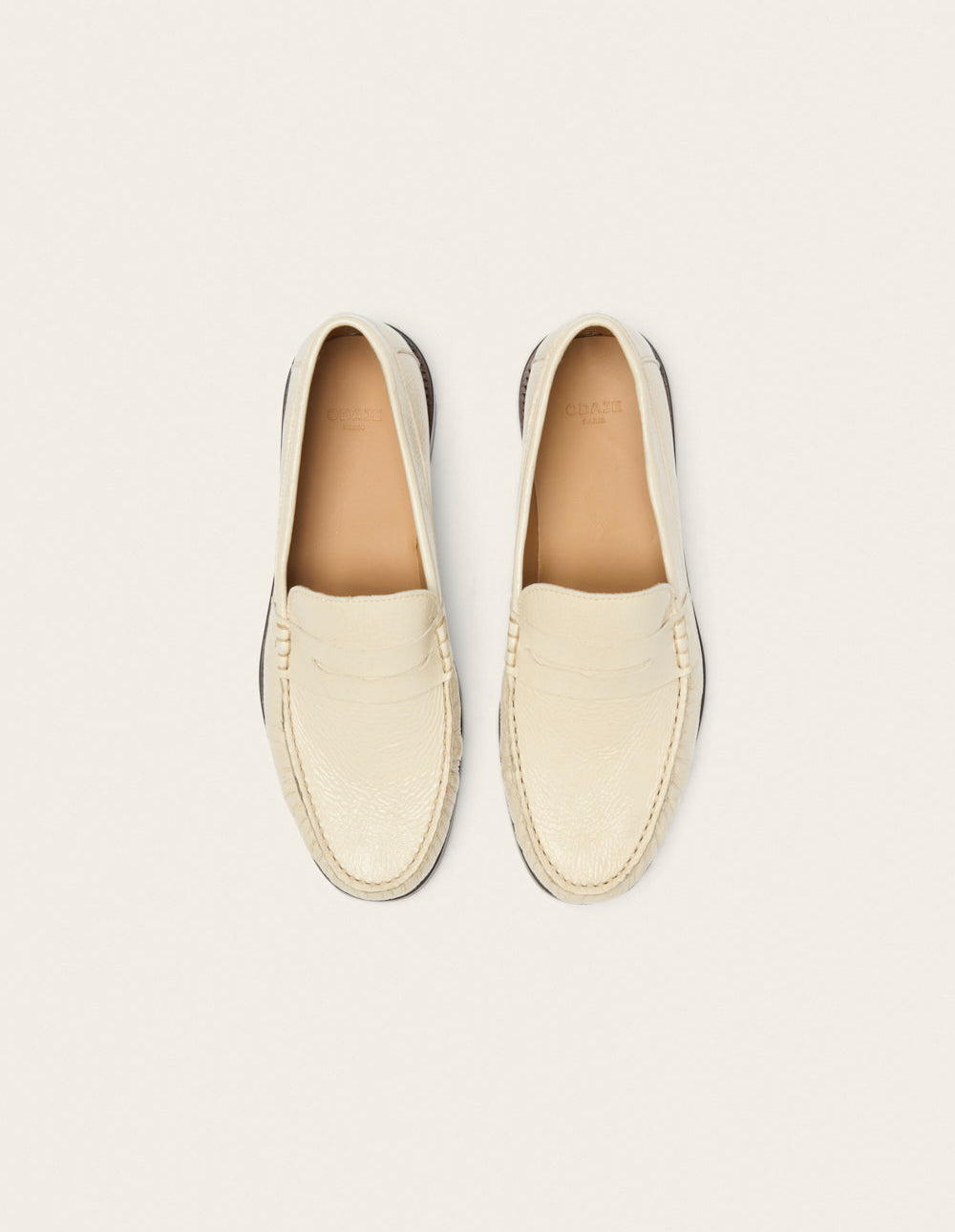 Halley loafers - Cuir plissé verni ecru