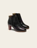 Jeanne H ankle boots - Cuir noir croco et clous