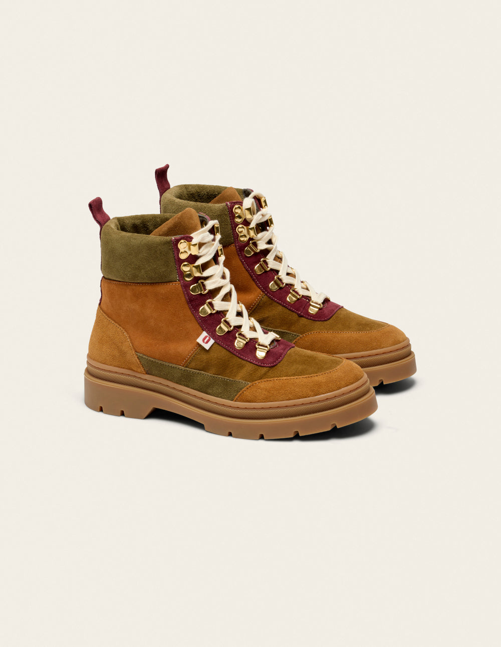 Joelle laced ankle boots - Suede and velours brown burgundy