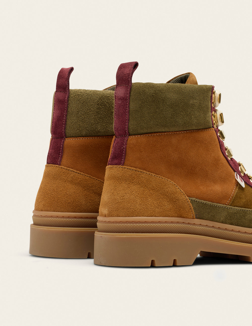 Joelle laced ankle boots - Suede and velours brown burgundy