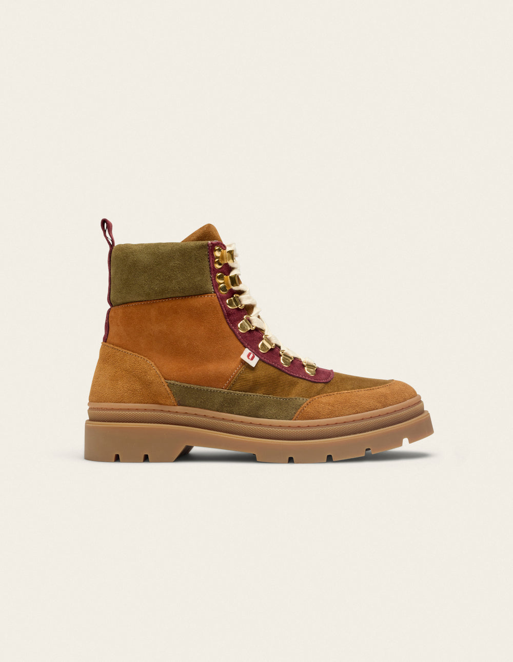 Joelle laced ankle boots - Suede and velours brown burgundy