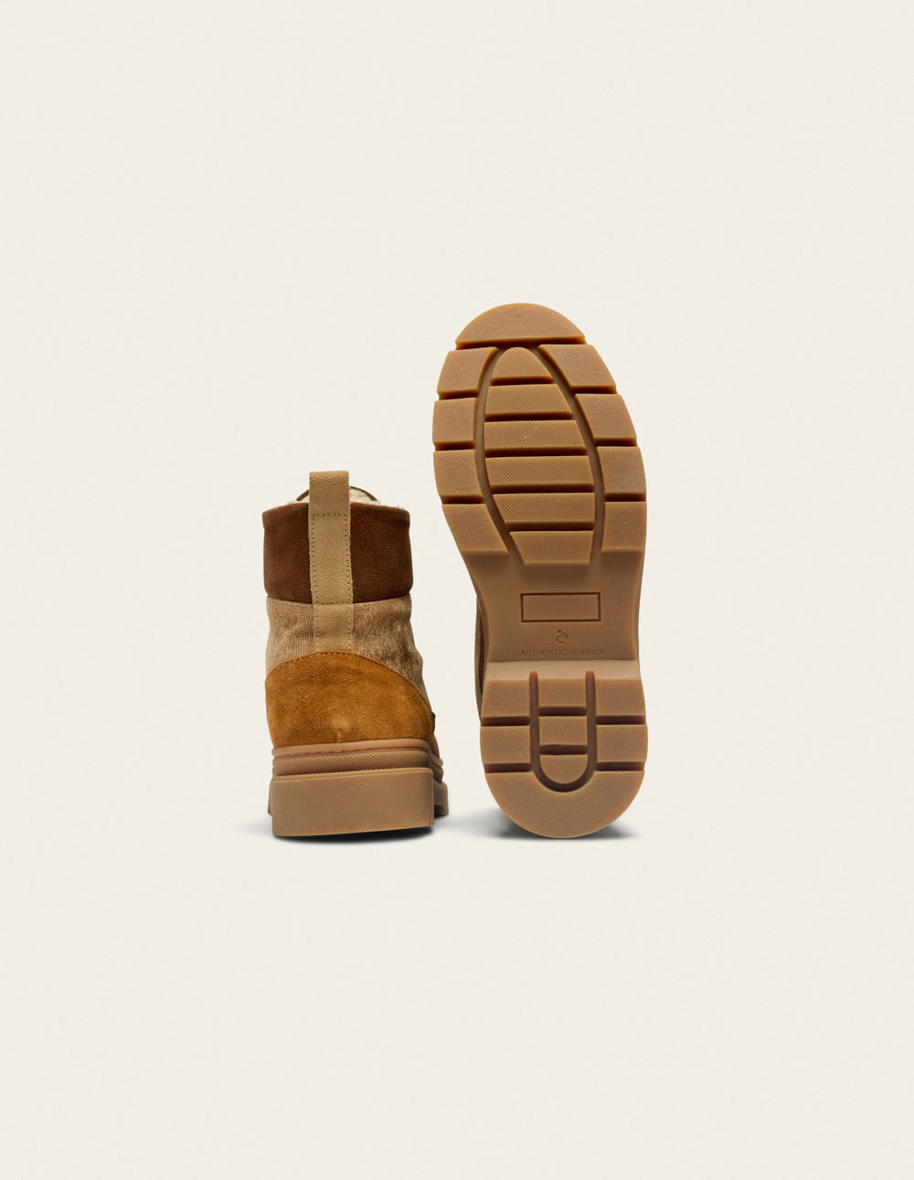 Joelle laced ankle boots - Suede fourré ambre beige kaki