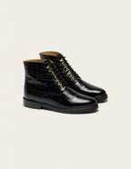 Laurène laced ankle boots - Cuir croco noir