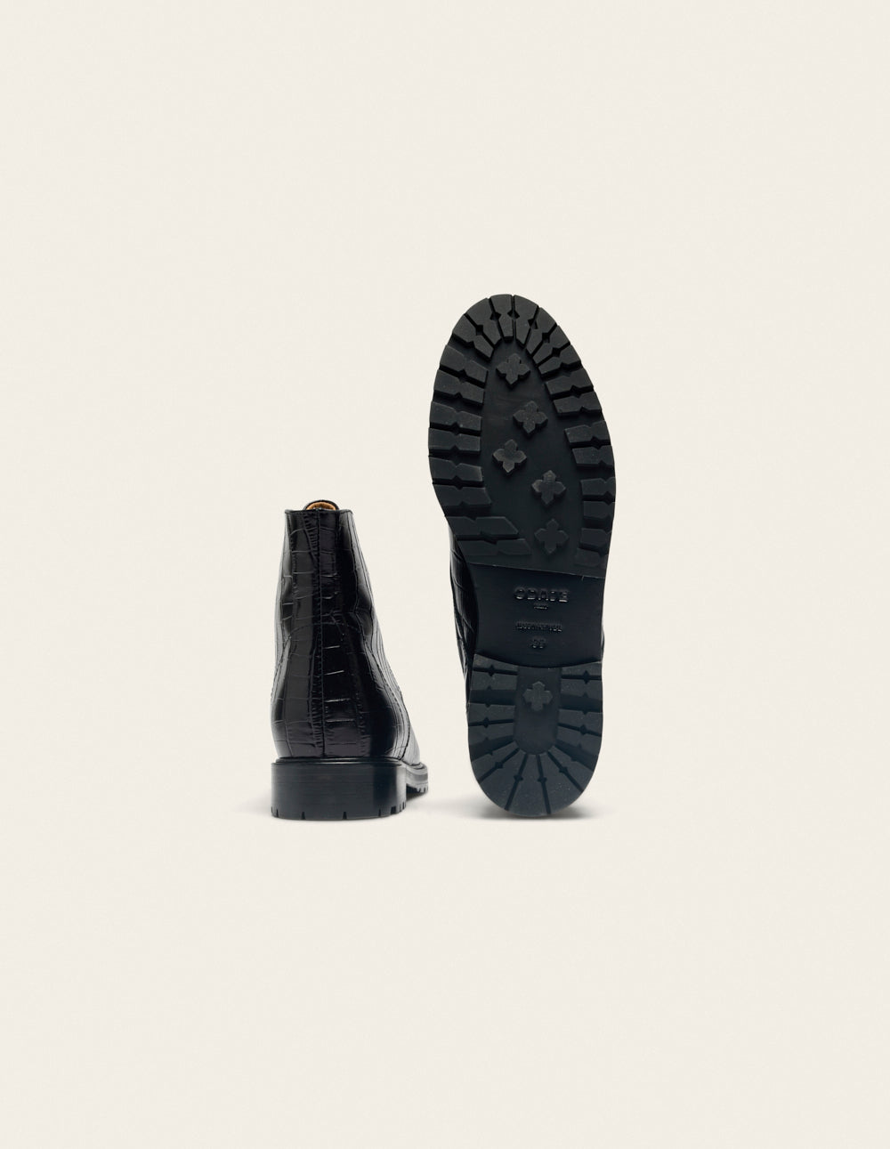 Laurène laced ankle boots - Cuir croco noir
