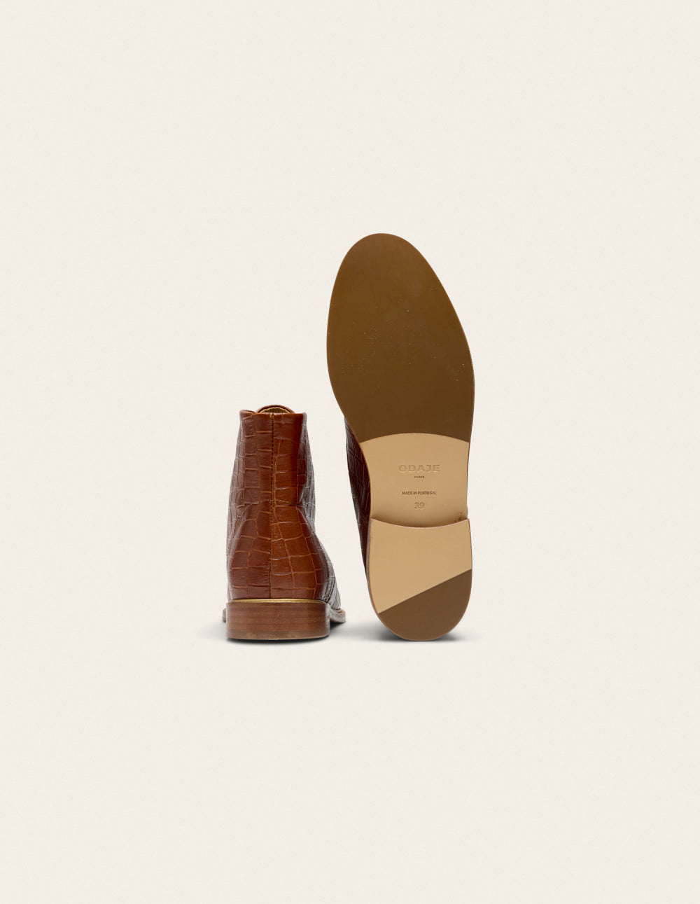 Lucienne laces ankle boots - Brown crocodile leather