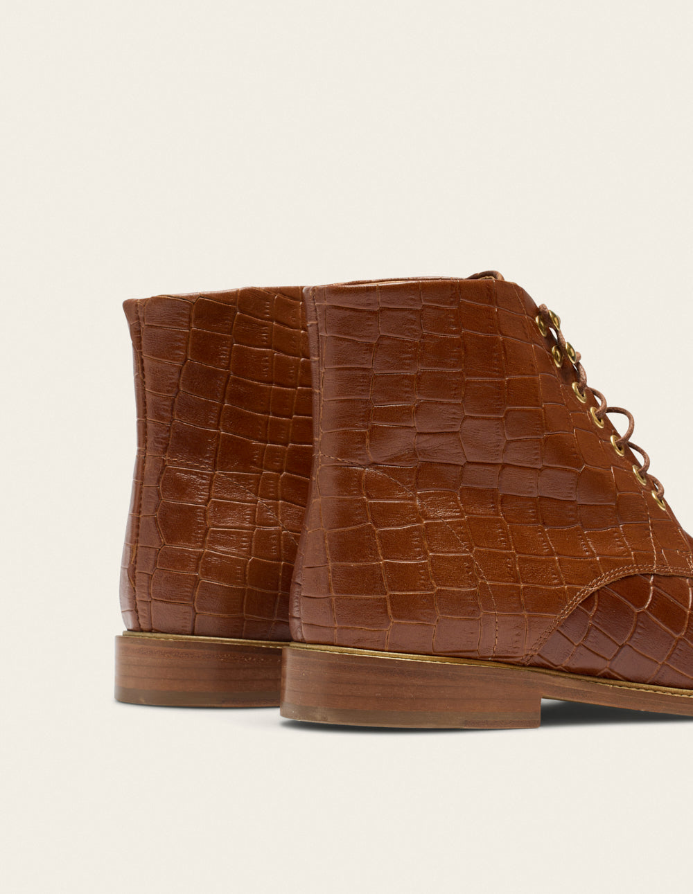 Lucienne laces ankle boots - Brown crocodile leather