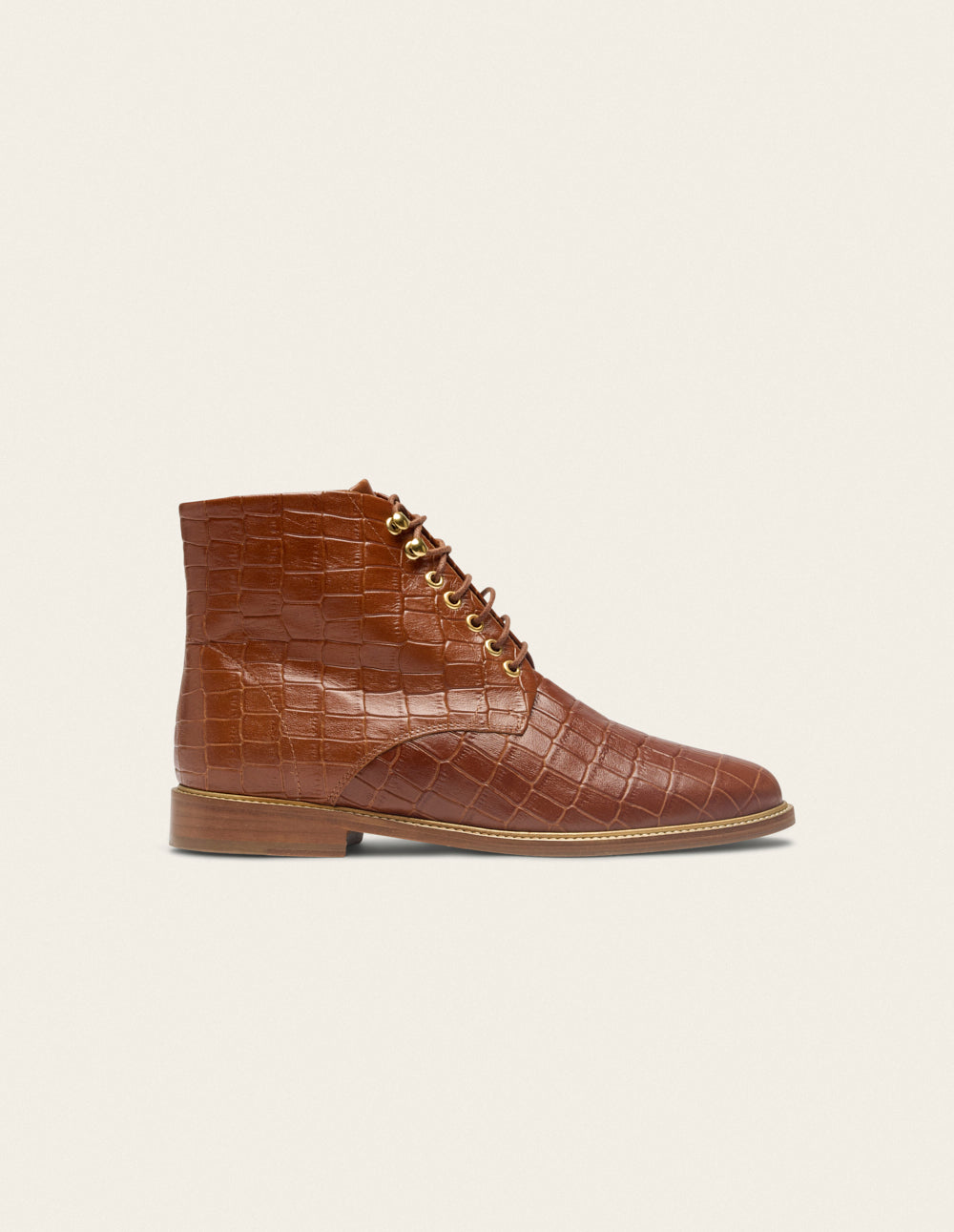 Lucienne laces ankle boots - Brown crocodile leather