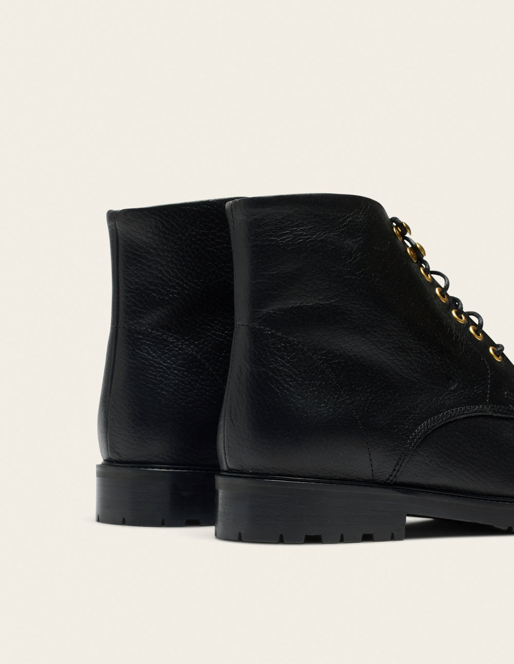 Lucienne laced ankle boots - Cuir Grainé Noir œillets