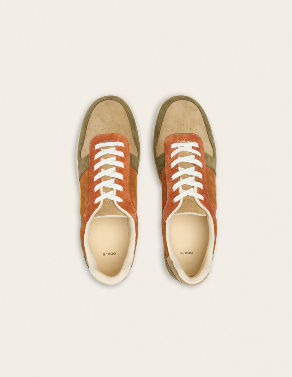 Baskets basses Matthieu - Kaki beige brique