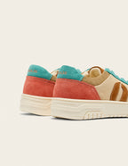 Baskets basses Nora - Brique beige turquoise