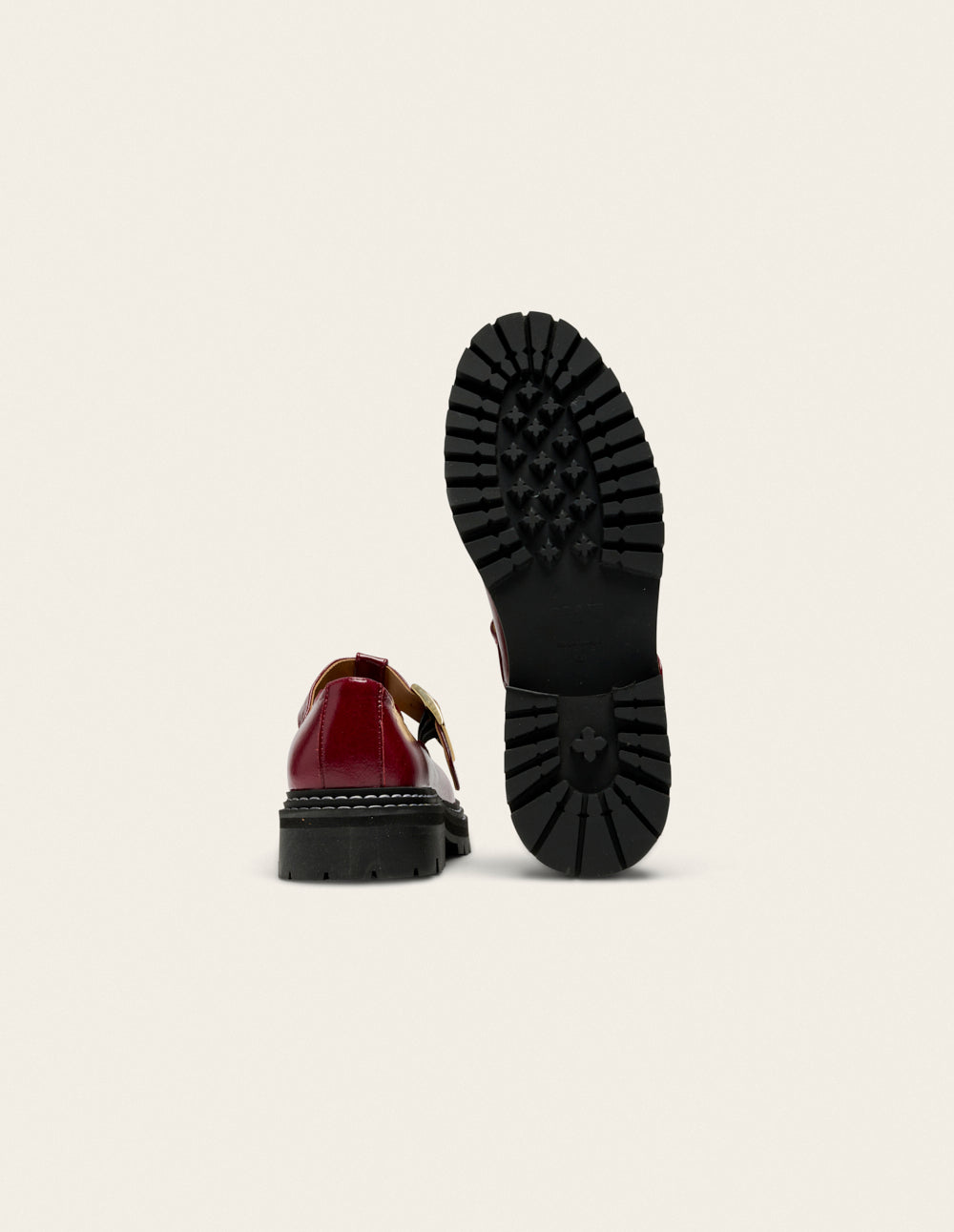 Derbies Romane - Cuir plissé verni burgundy