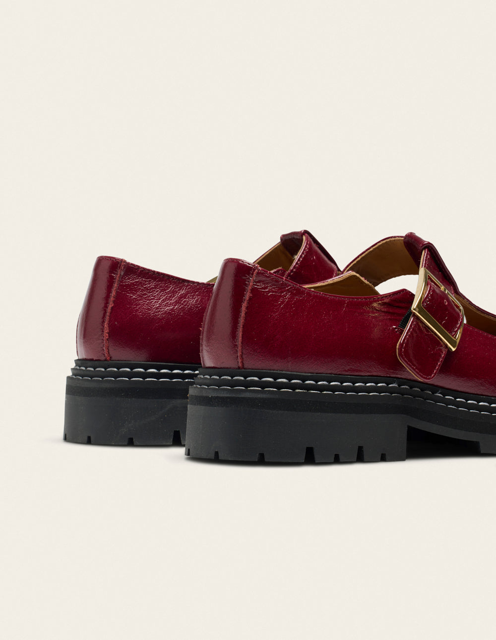 Derbies Romane - Cuir plissé verni burgundy