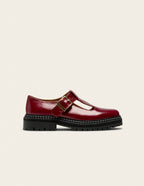 Derbies Romane - Cuir plissé verni burgundy