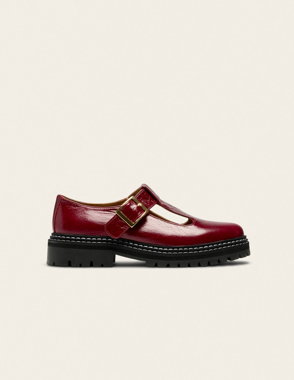 Derbies Romane - Cuir plissé verni burgundy
