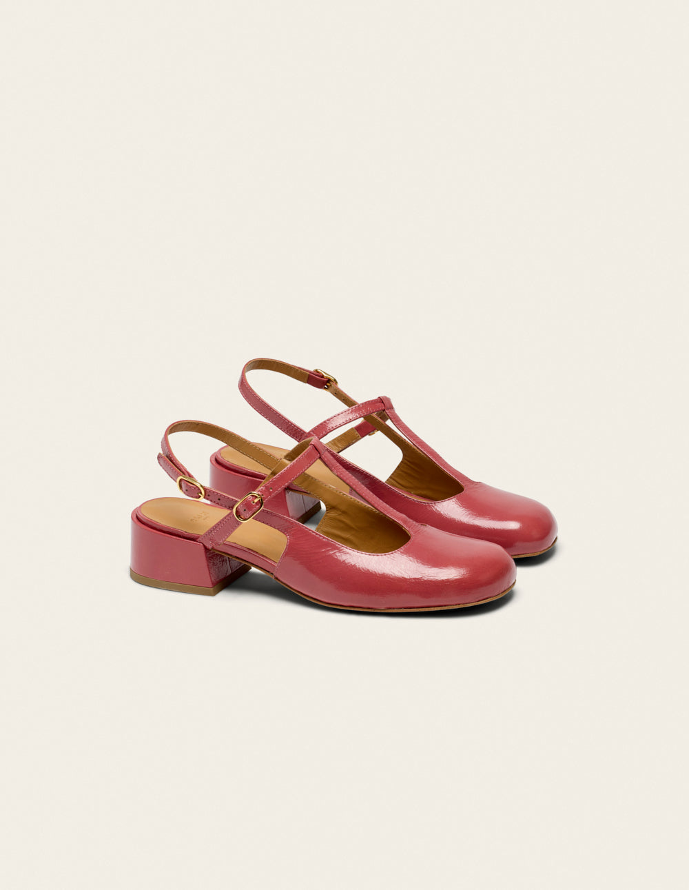 Escarpins Ryla - Cuir plissé verni rose