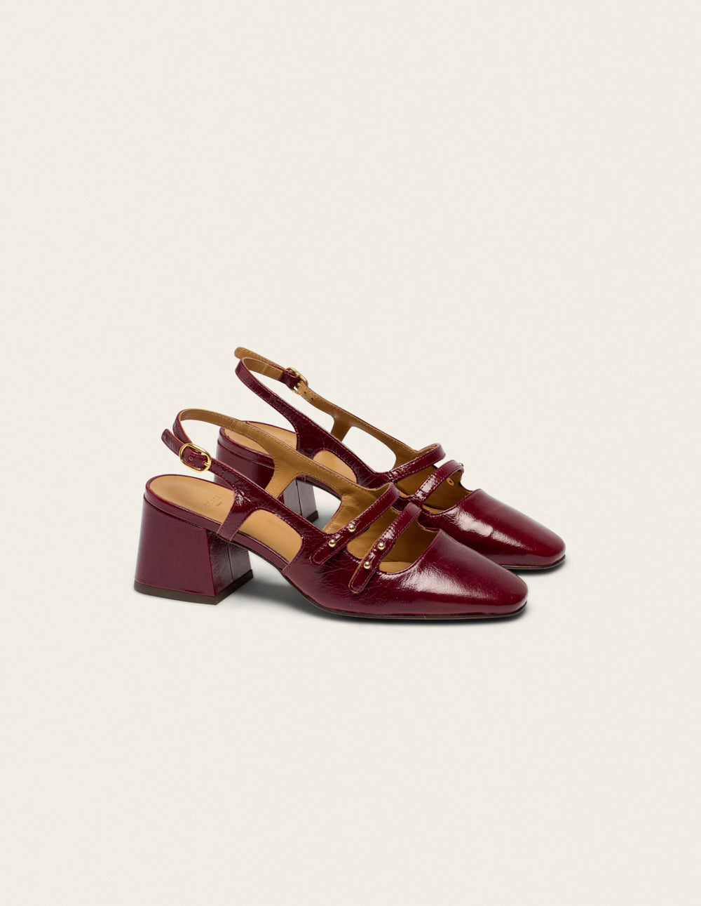 Escarpins Soline - Cuir plissé verni bordeaux