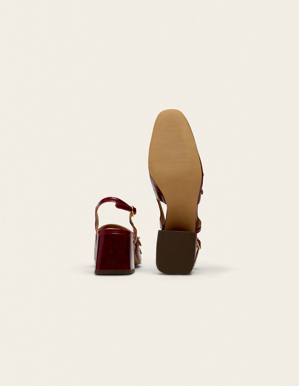 Escarpins Soline - Cuir plissé verni bordeaux