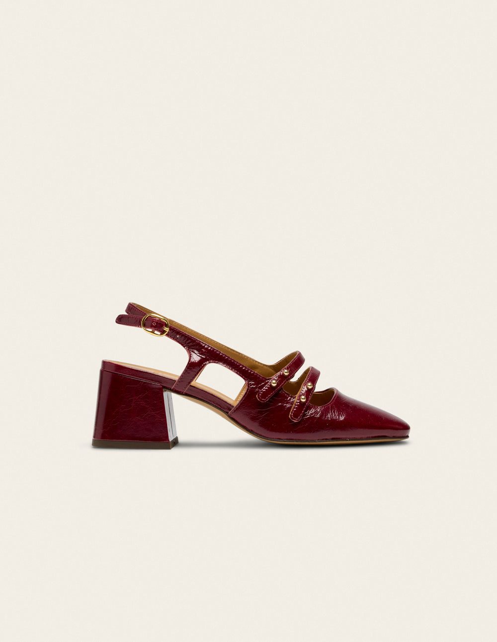 Escarpins Soline - Cuir plissé verni bordeaux