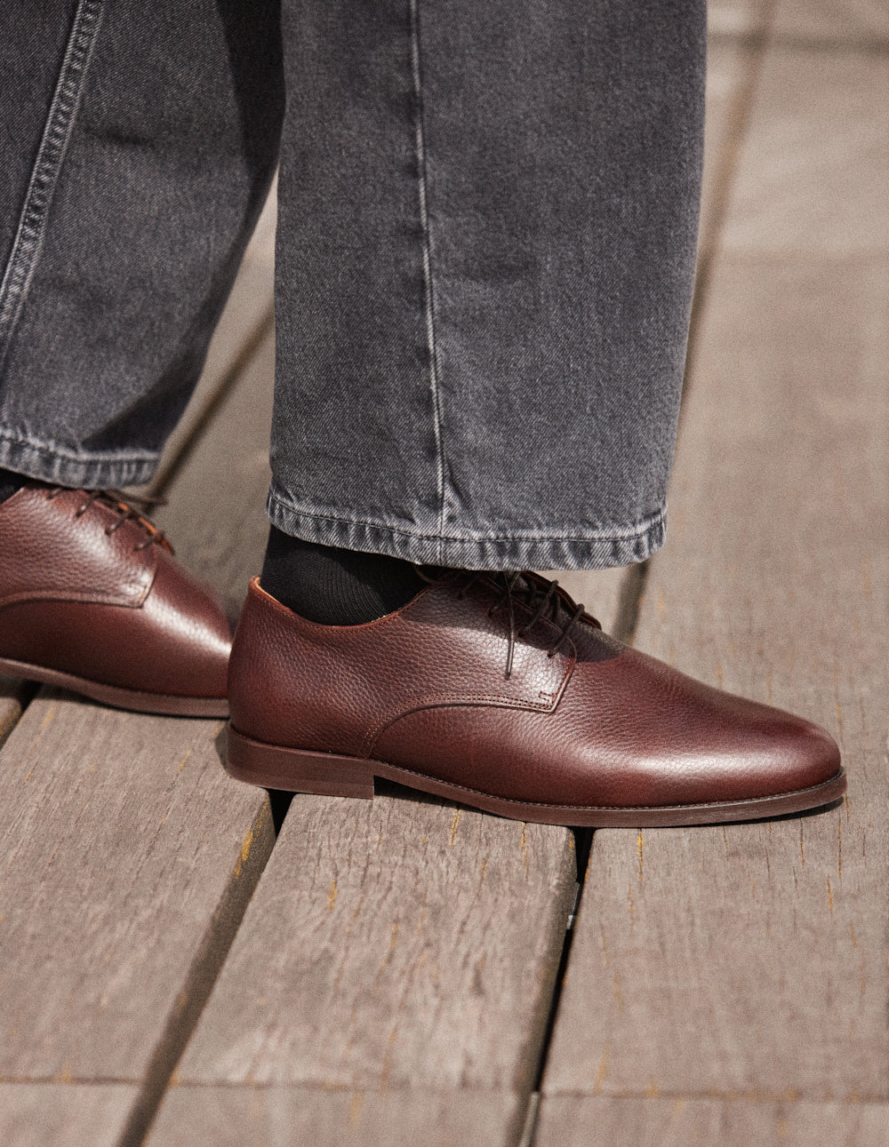 Derbies Antonin - Brown grain pull-up care