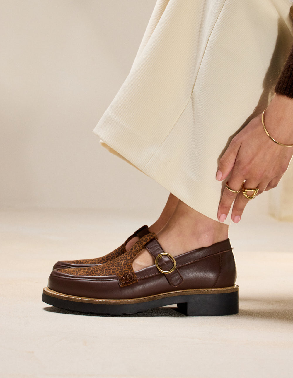 Derbies Carmen - Brown and Leopard Cuir
