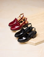 Escarpins Elyra - Cuir plissé verni bordeaux