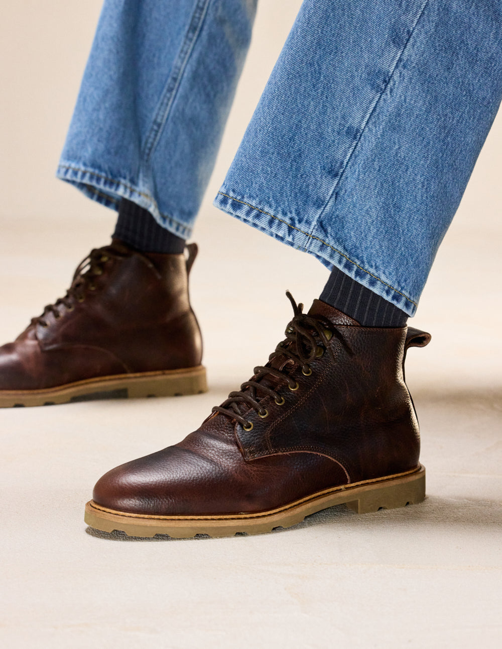 Eugène bottines - Brown grained pull-up leather