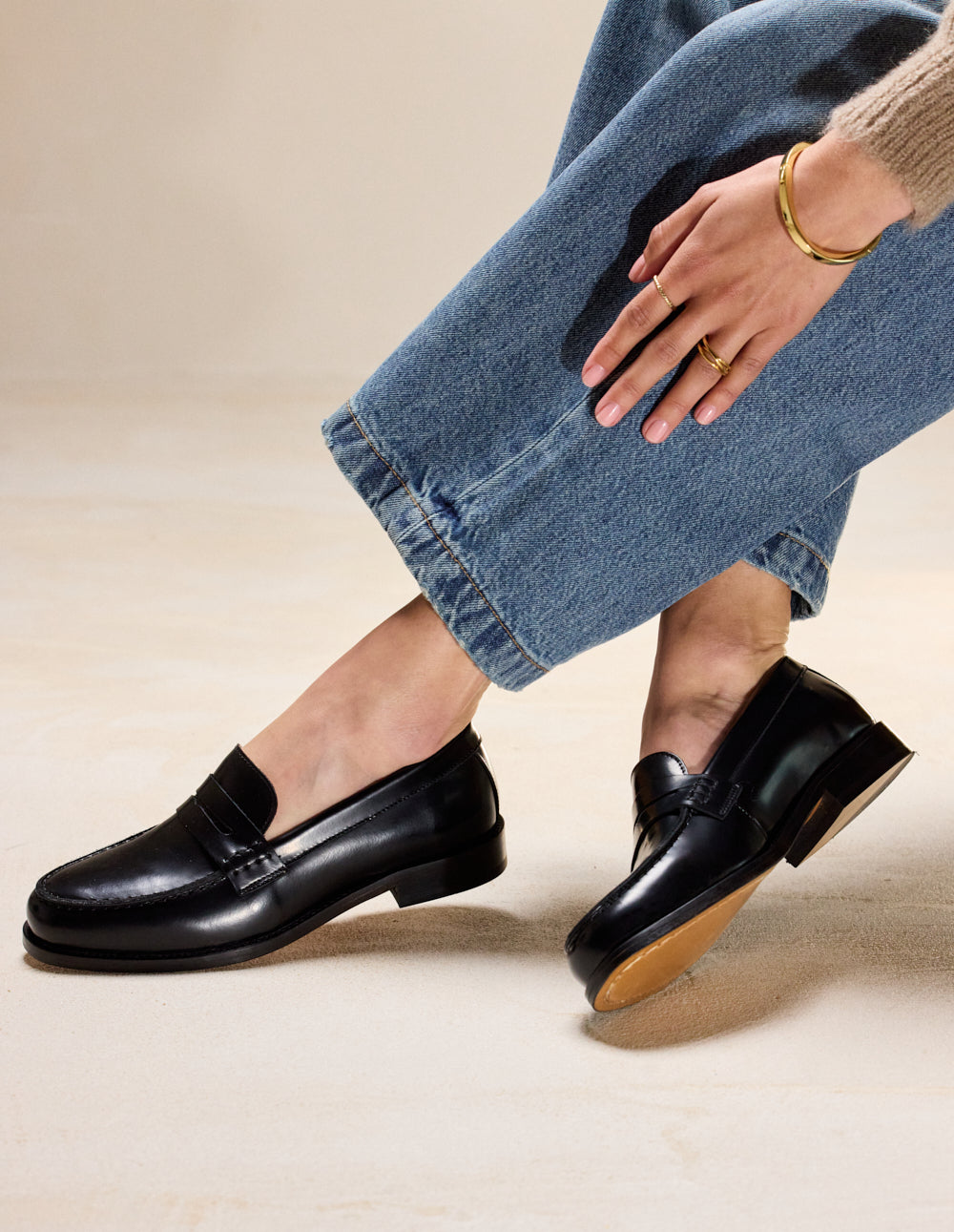 Fanny Moccasins - Cuir box noir