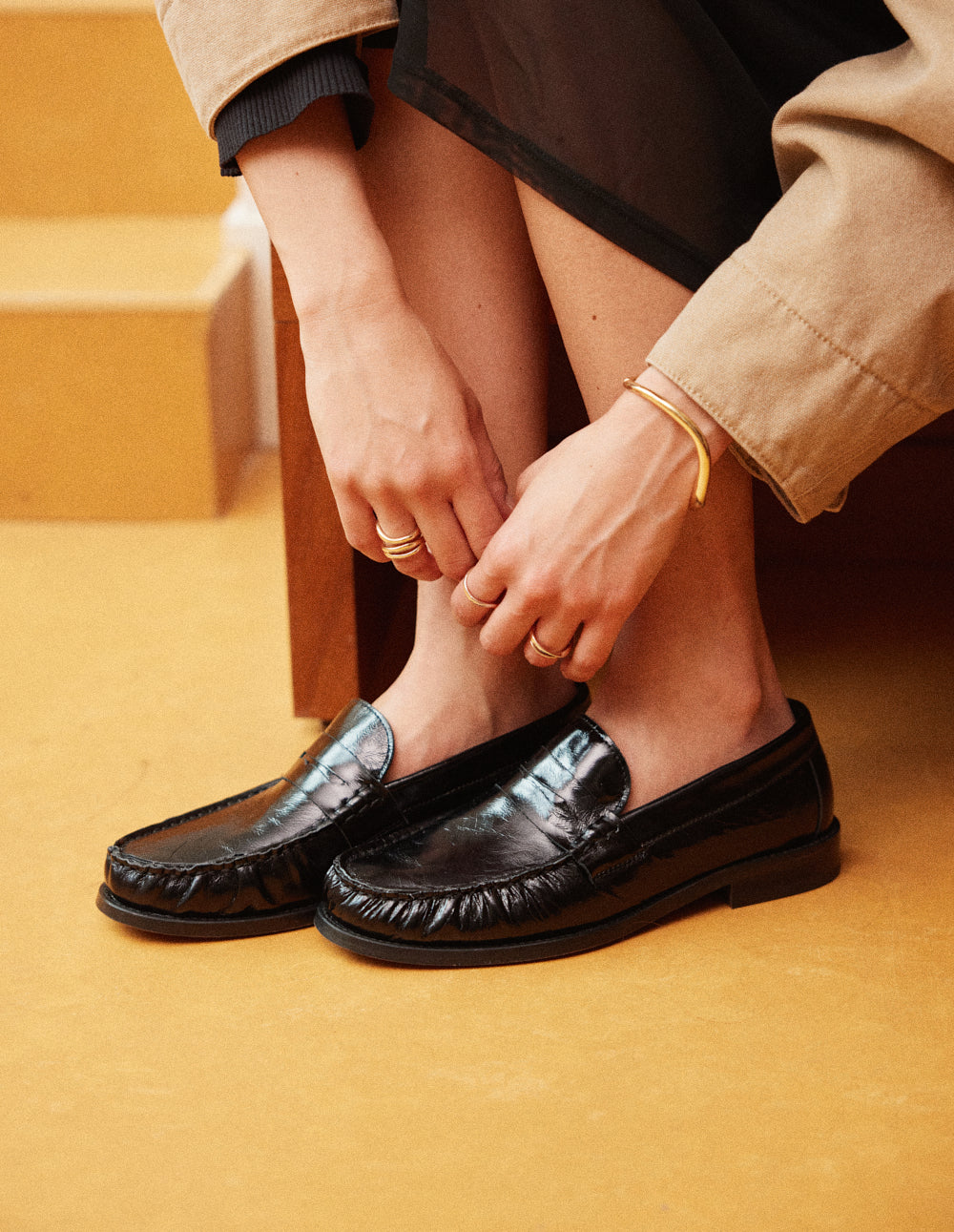 Halley loafers - Cuir plissé noir