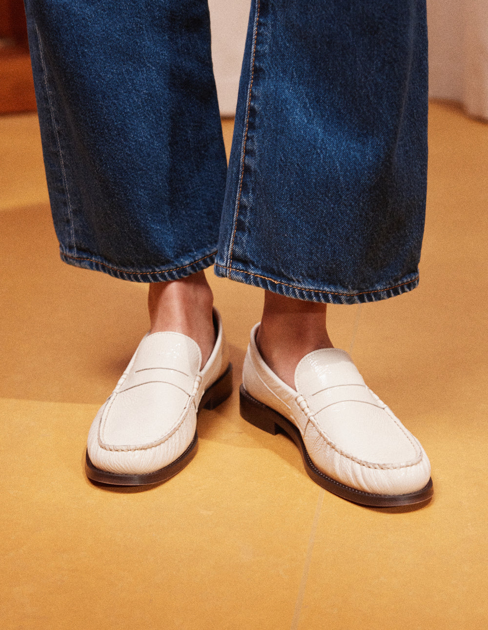 Halley loafers - Cuir plissé verni ecru