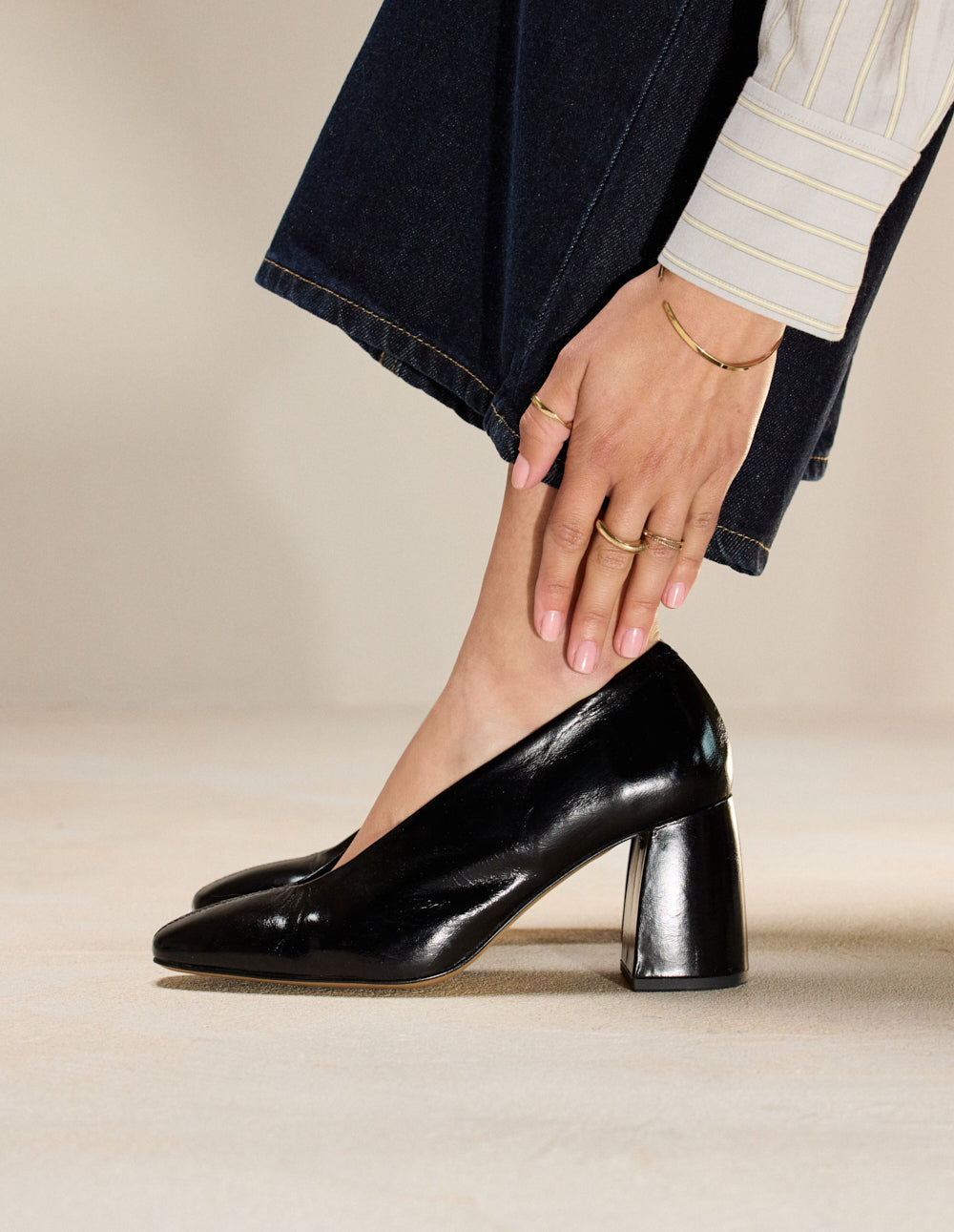 Ilamis pumps - Cuir plissé noir