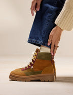 Joelle laced ankle boots - Suede and velours brown burgundy