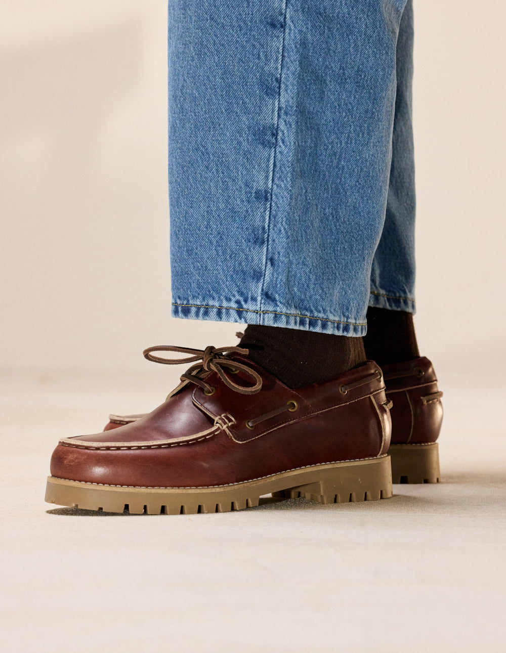 Chaussures Bateau Tom - Cuir marron foncé